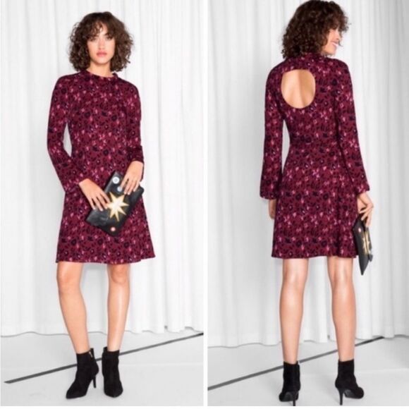 & Other Stories Maroon Leopard Dress - Picture 1 of 10